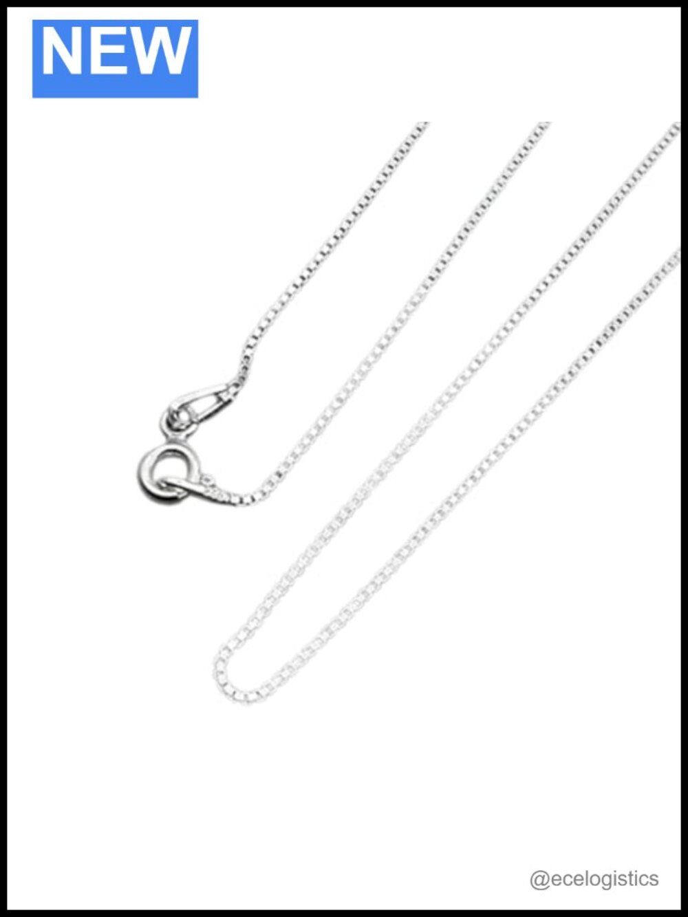 Sterling Silver Box Chain Necklace 0.8mm Thin Square Link Unisex Layering